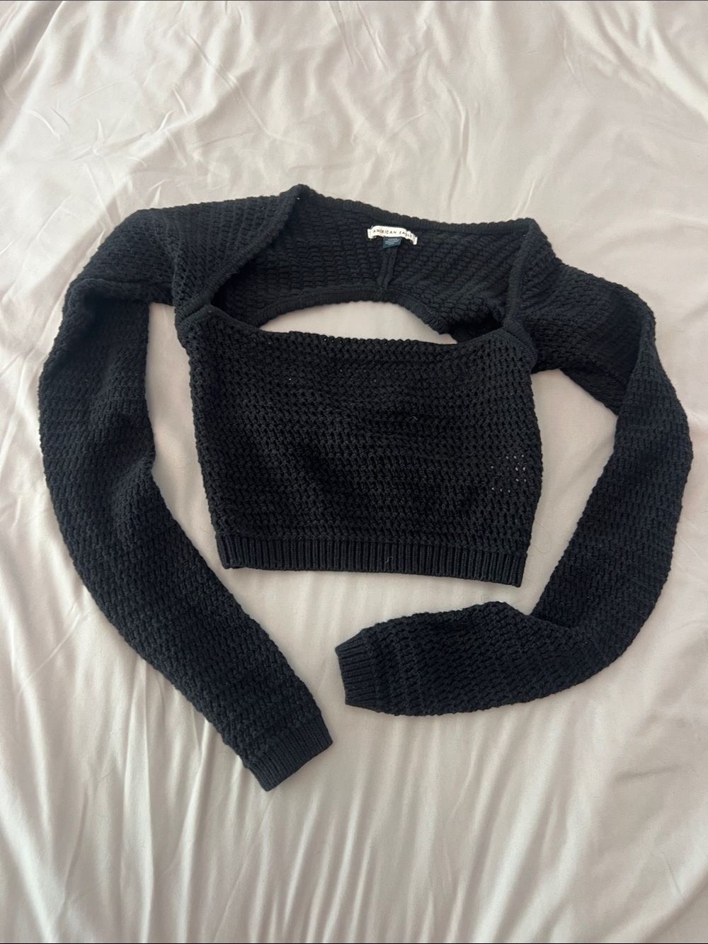 American Eagle Outfitters Black Cropped Knit Cardigan